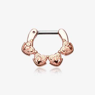 Rose Gold Tribal Tetra Septum Clicker-Rose Gold